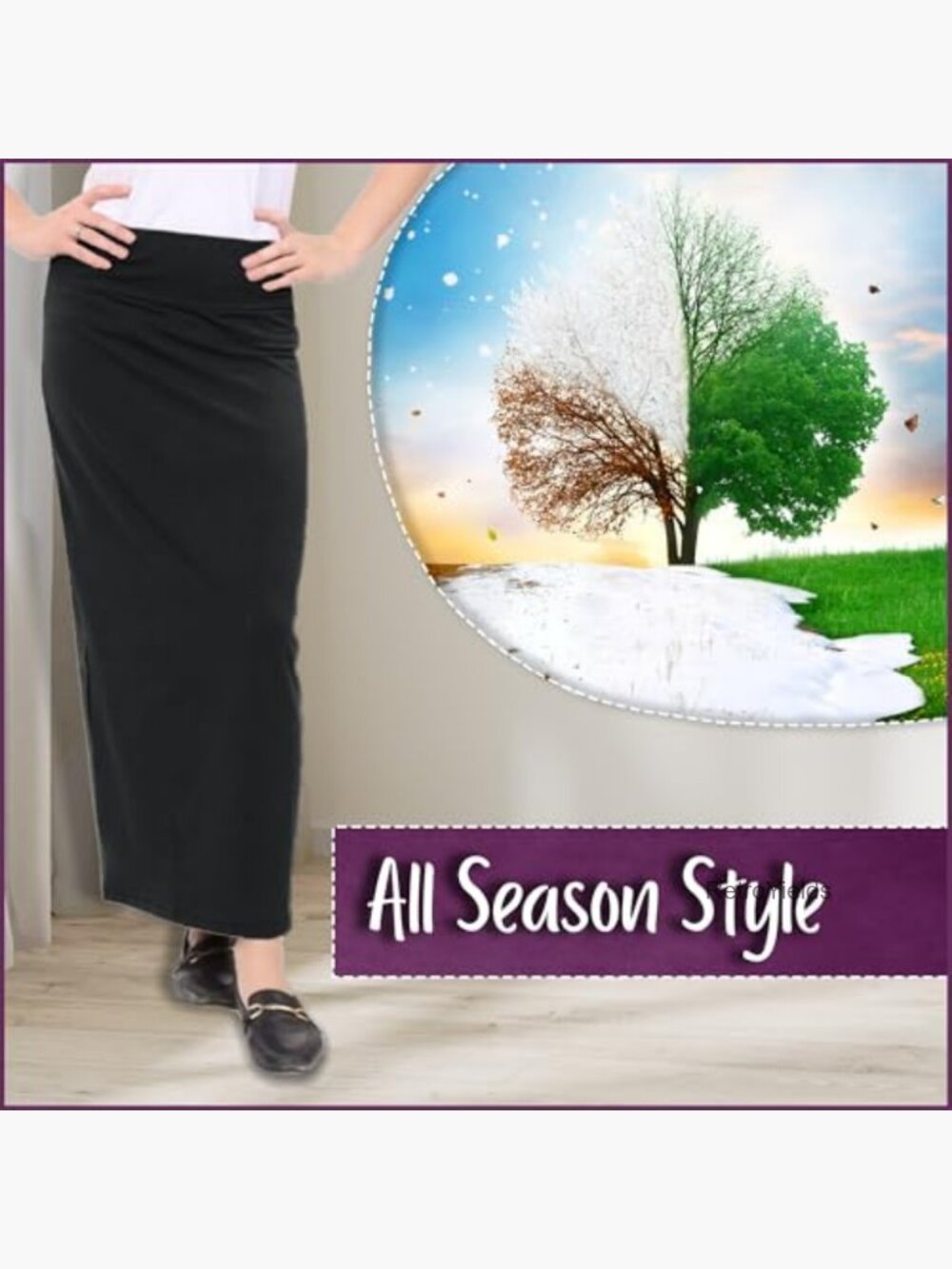 Cotton Stretch High Waisted Maxi Pencil Skirt for Women Slim Fit - Picture 5 of 7
